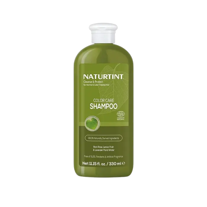 Naturtint natural hair shampoo bottle with plant-based ingredients, EWG verified badge visible on eco-friendly packaging